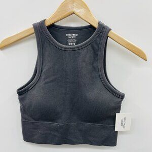 Streetwear Society Juniors Size Small Ribbed Racerback Padded Cup Crop Tank 2079